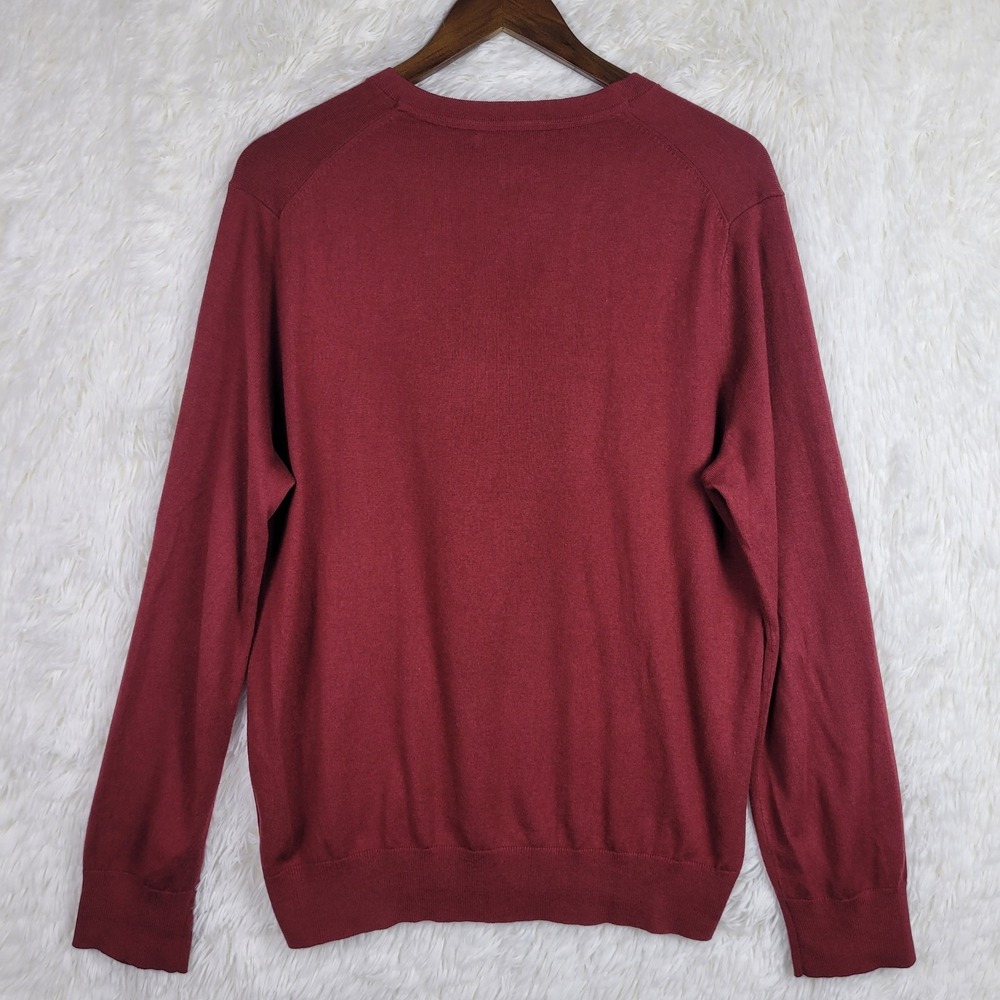 Banana Republic Mens Luxury Blend V-Neck Sweater Burgundy Silk Cashmere Large - Picture 3 of 6
